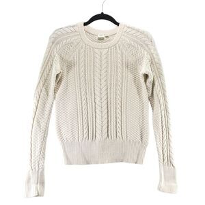 XS Gap Women's Sweater Cotton Cable Knit White Cream Classic Fisherman